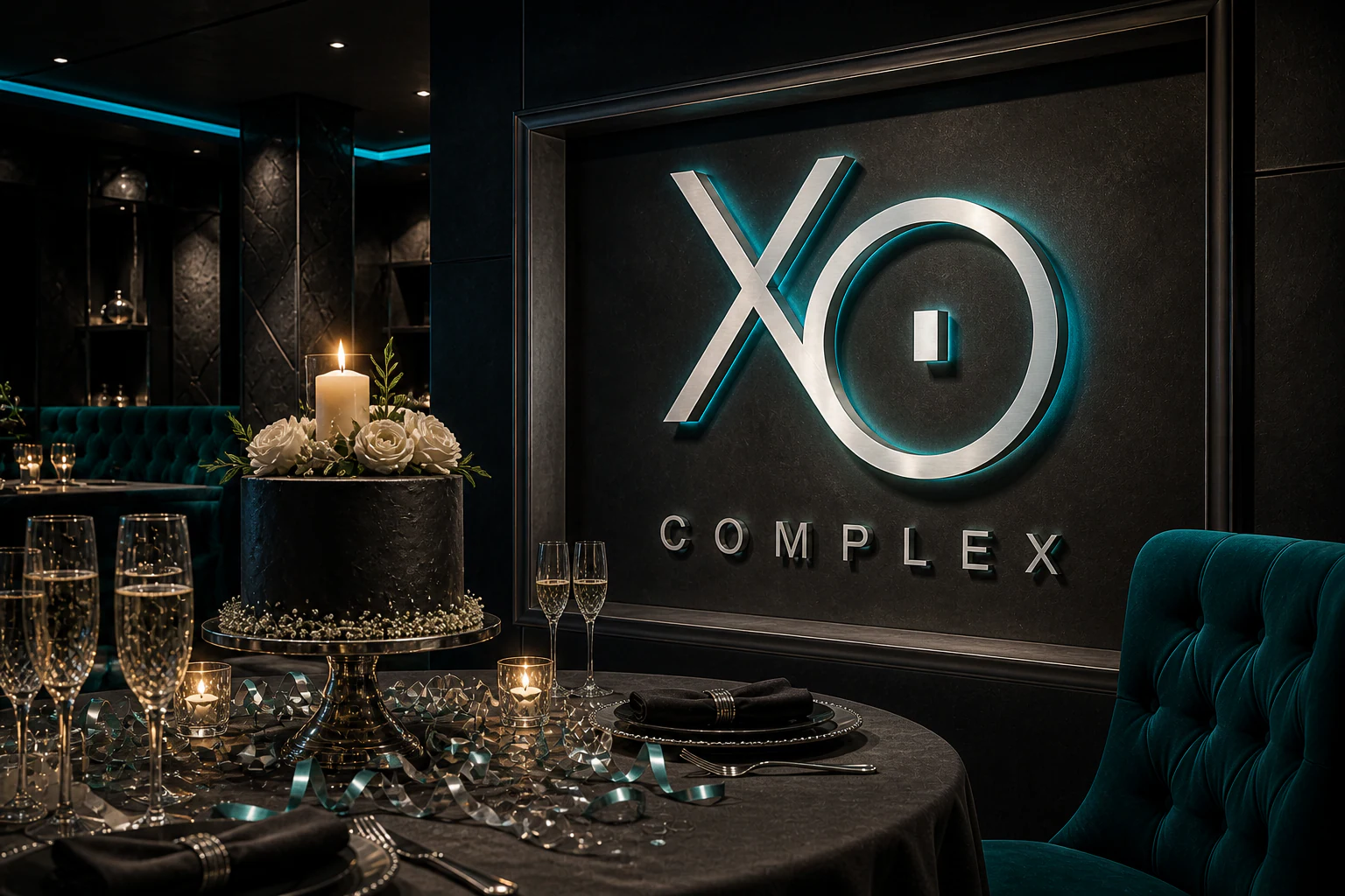 Объёмный логотип XO Complex в оформлении дня рождения