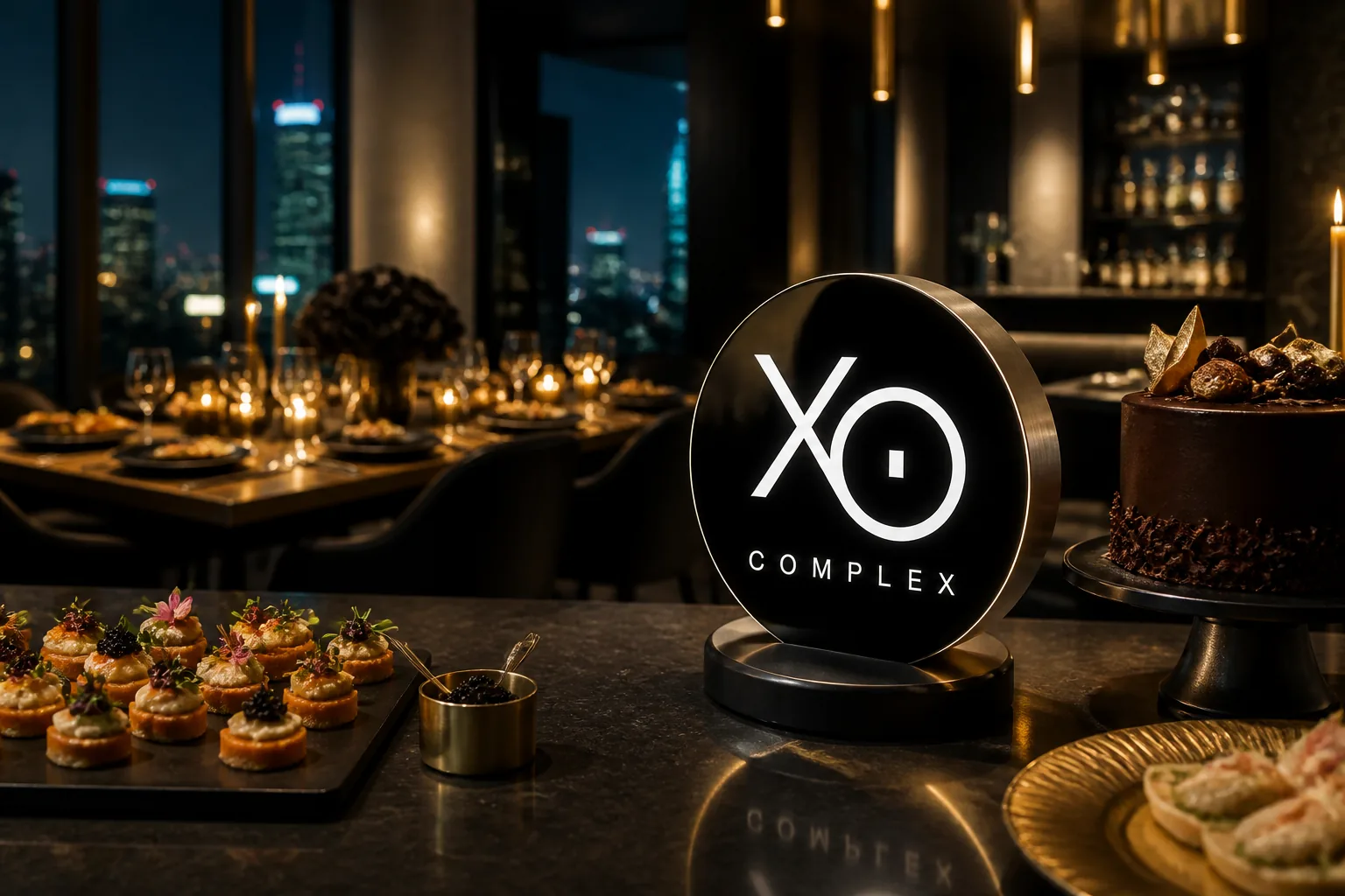 Праздничный кейтеринг с объёмным знаком XO Complex