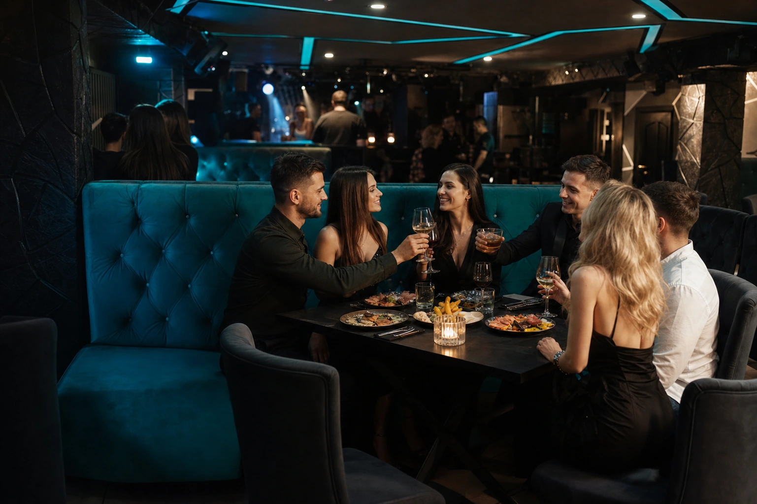 Забронированный стол и гости в XO Complex